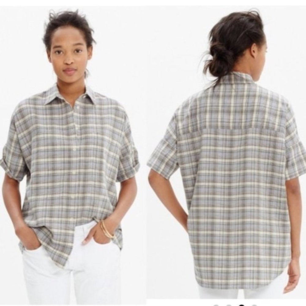 Madewell Gray Plaid Courier Shirt size Small